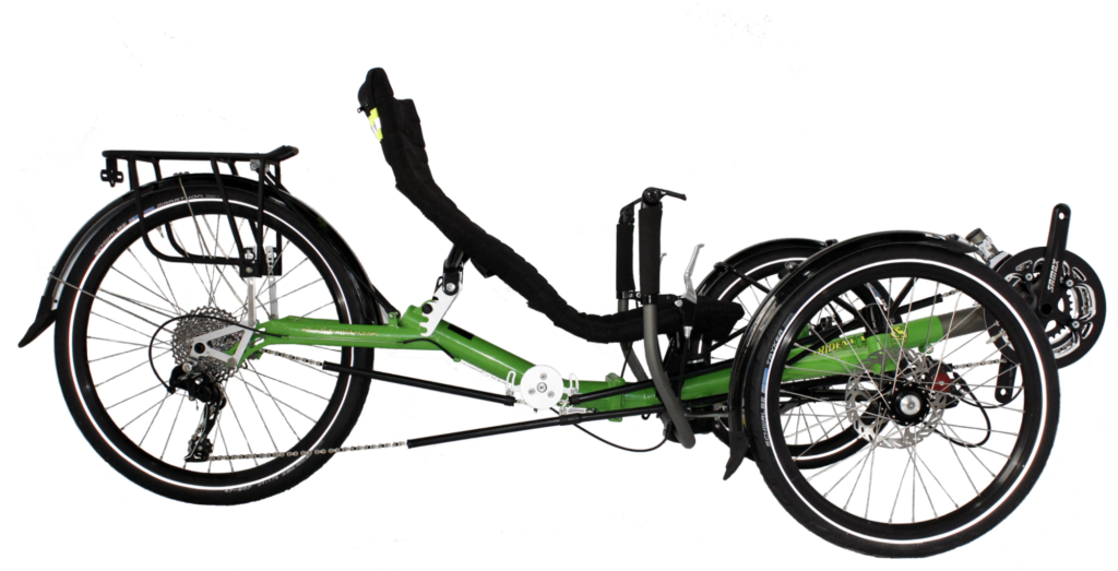 Trident trikes stowaway 2 recumbent trike in green frame color