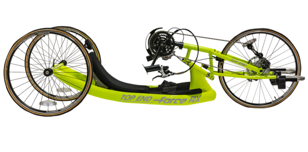 Top End Force RX competitive handcycle in lime green