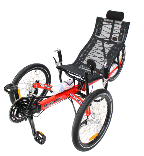 Greenspeed Magnum recumbent trike in red frame color