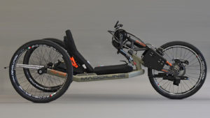 Maddinline Race XE powerassist handcycle in green color frame