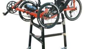 terracycle trike tight works stand with rolling wheels