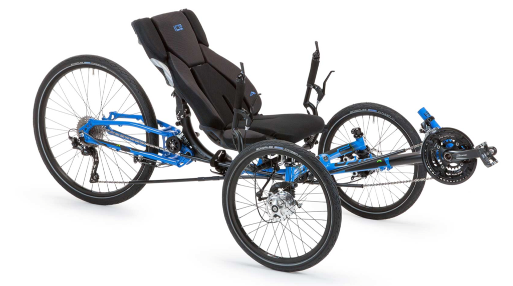 ICE trike Adventure recumbent trike in electric blue