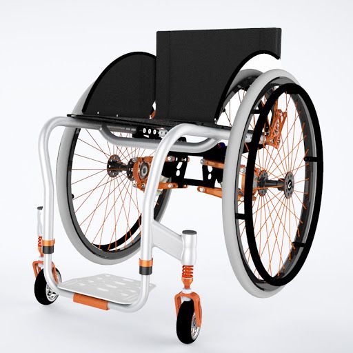 Colours shockblade wheelchair shown in white and orange frame color