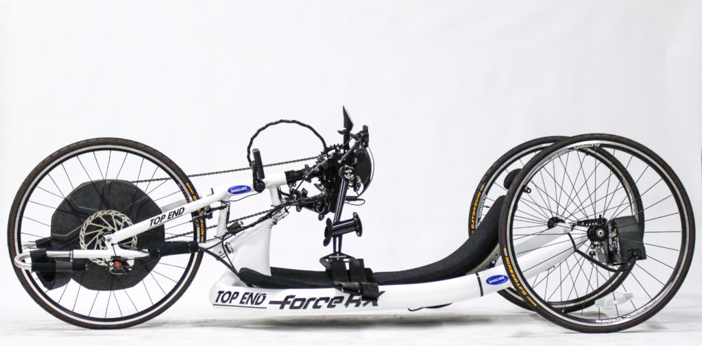 Bike-On Quadelite handcycle build on Top End Force RX in white
