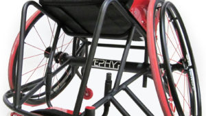 Colours zephyr sports wheelchair in frame color of black and red