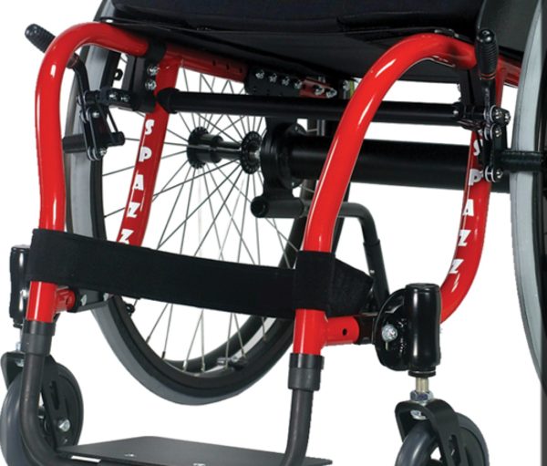 colours spazz wheelchair frame in red
