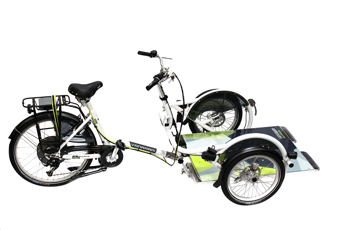 van raam velo plus wheelchair transport bike in white frame color