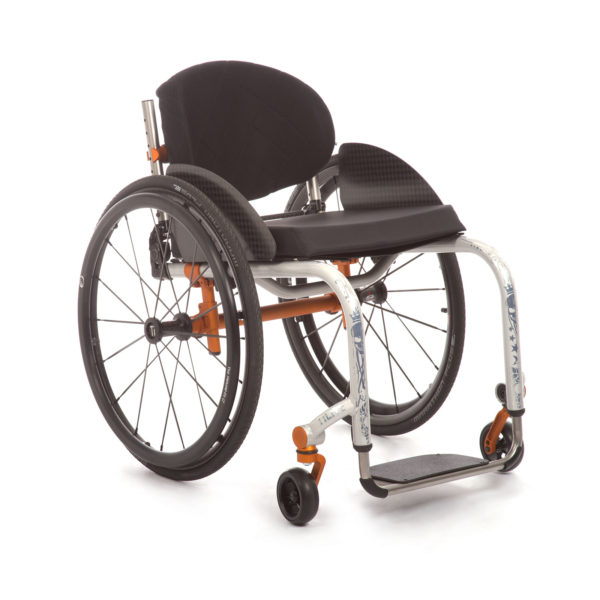 TiLite Aero Z everyday wheelchair in white orange frame color