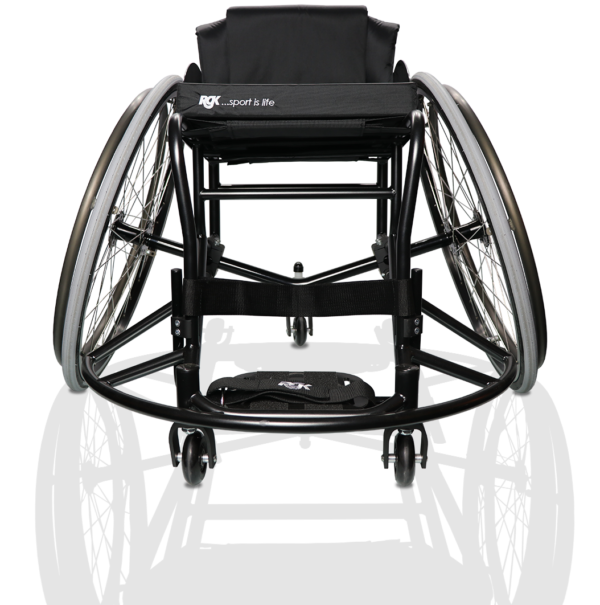 RGK Multisport wheelchair in black frame color from front