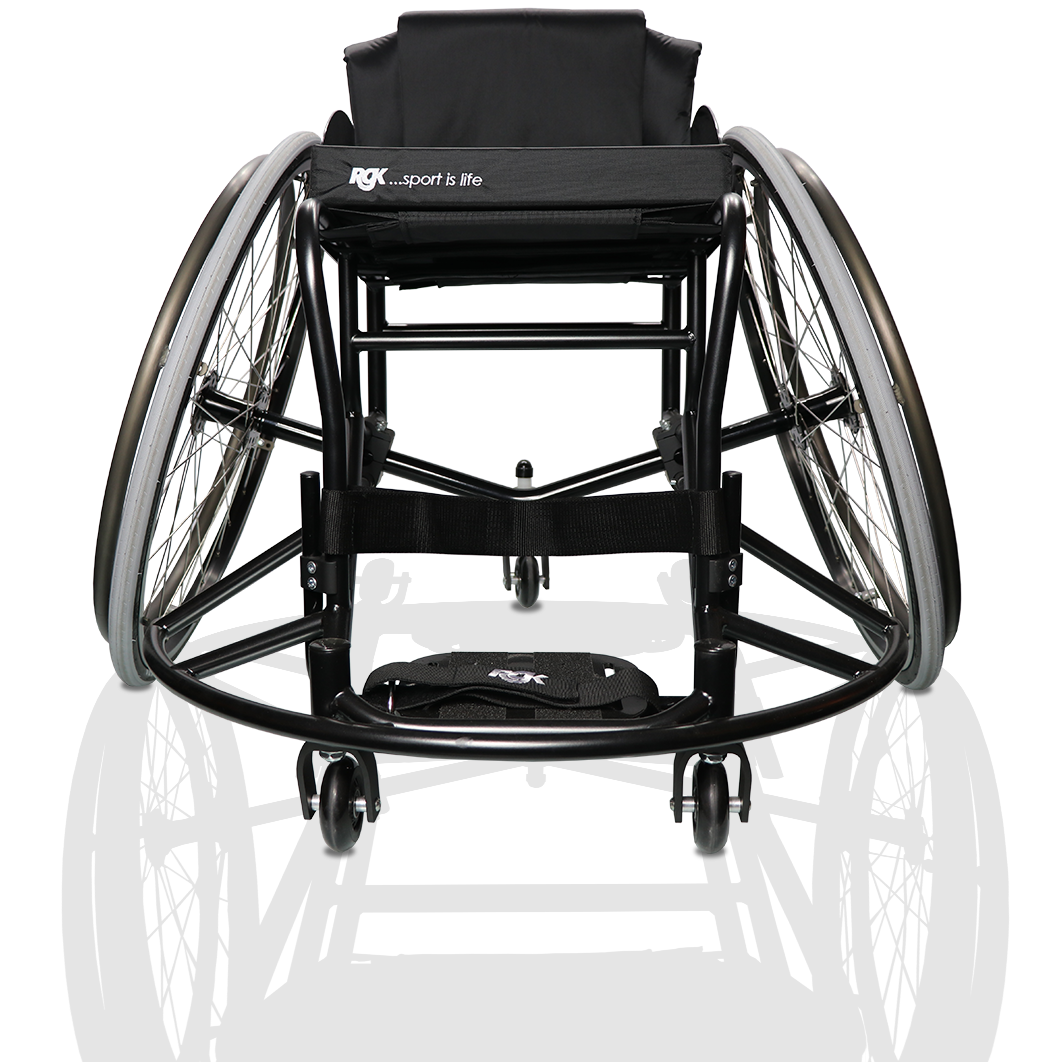 RGK Multisport wheelchair in black frame color from front