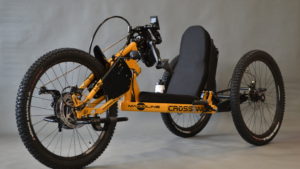 orange offroad handcycle with power assist