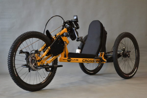 orange offroad handcycle with power assist