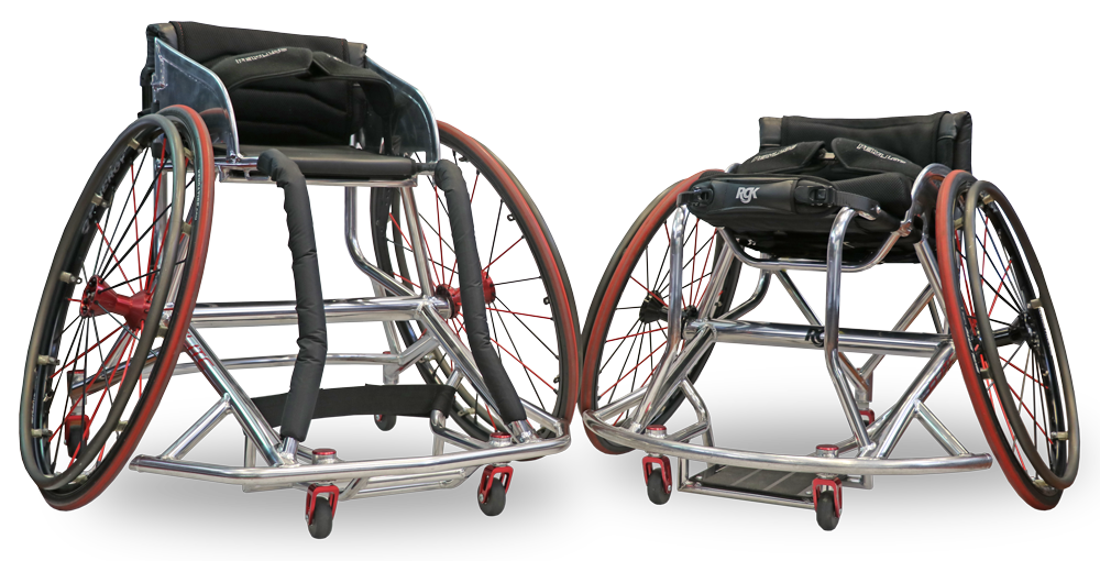 Two RGK Elite basketball wheelchairs side by side