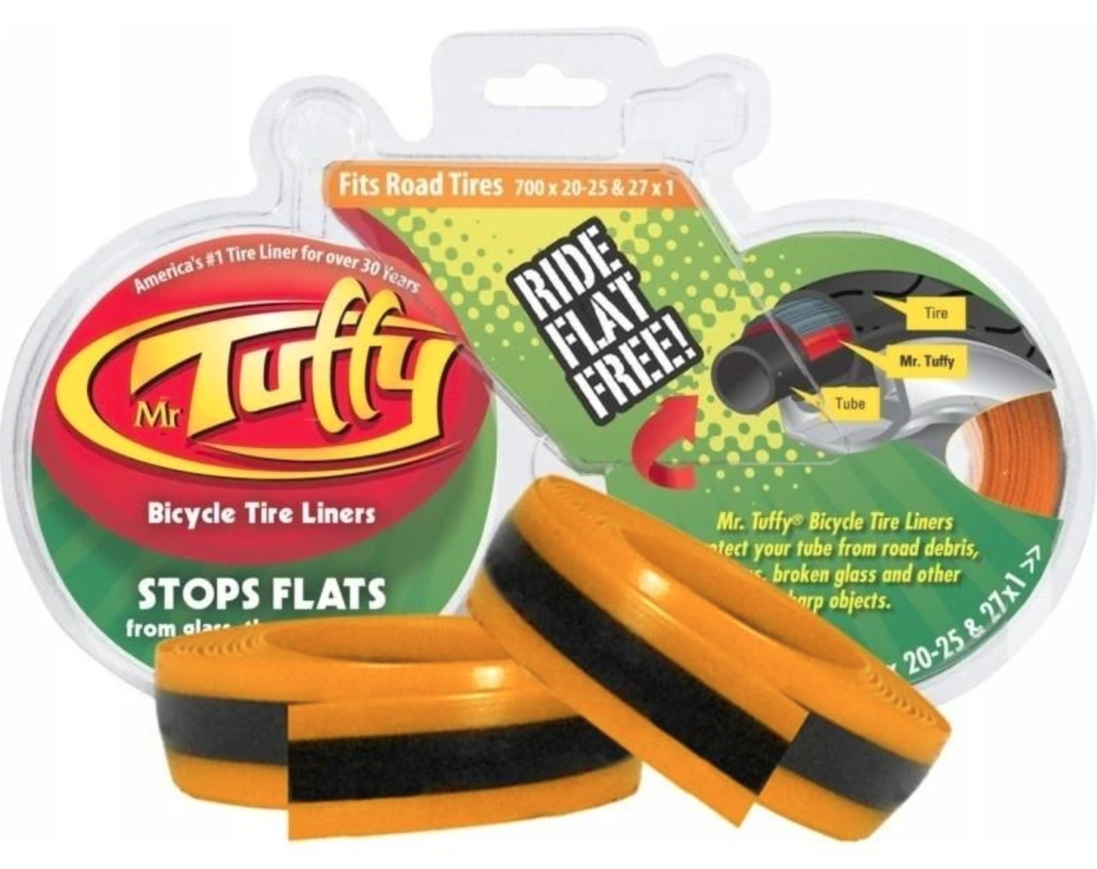 MR TUFFY BICYCLE TIRE LINER YELLOW 20 X 1.5-1.9" PAIR 
