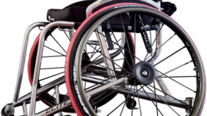 RGK basketball wheelchair in brushed aluminum frame