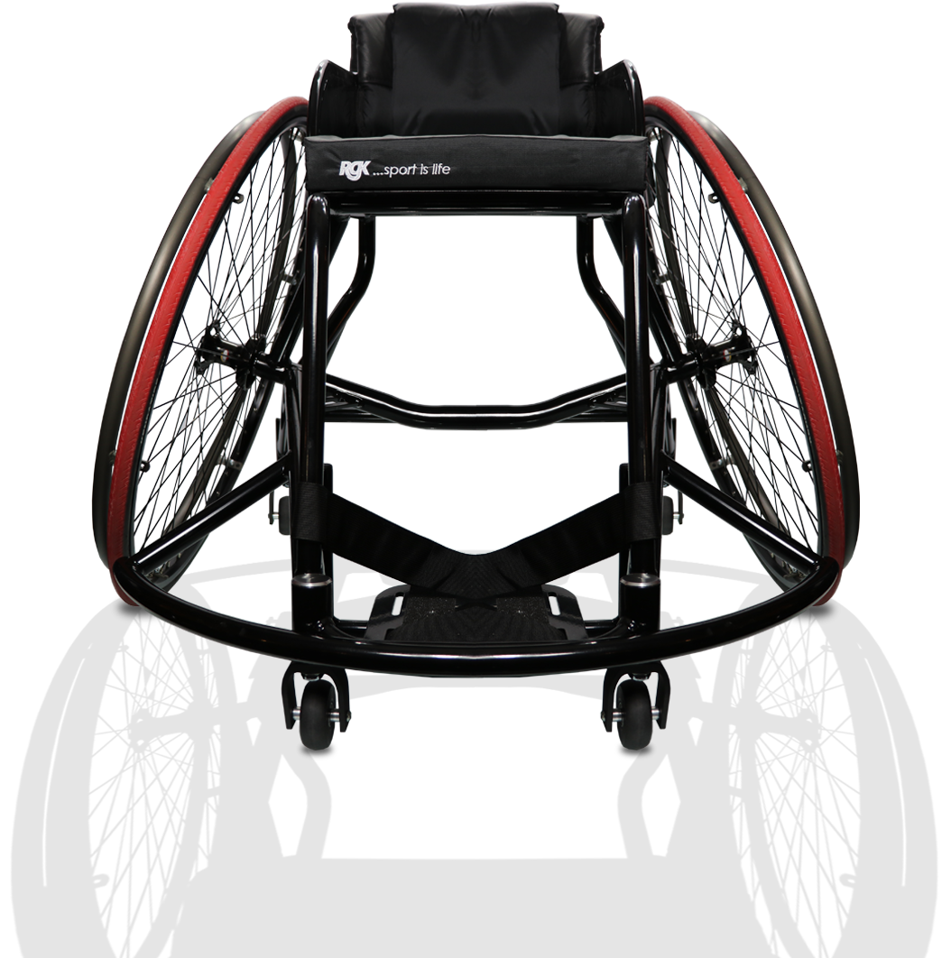 RGK Basketball Wheelchair front view in black frame color