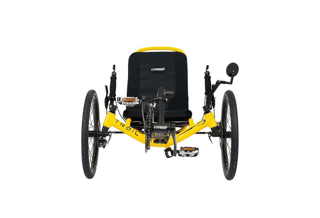 Catrike Trail handcycle with yellow frame