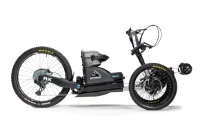 Bowhead RX E-Bike, with black frame, Maxxie wheels, and SlimLINE seat, 73" length