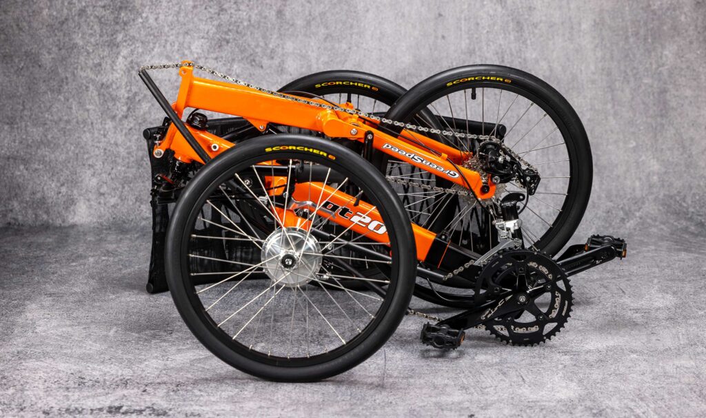 Greenspeed GT20RS with orange frame in folded position