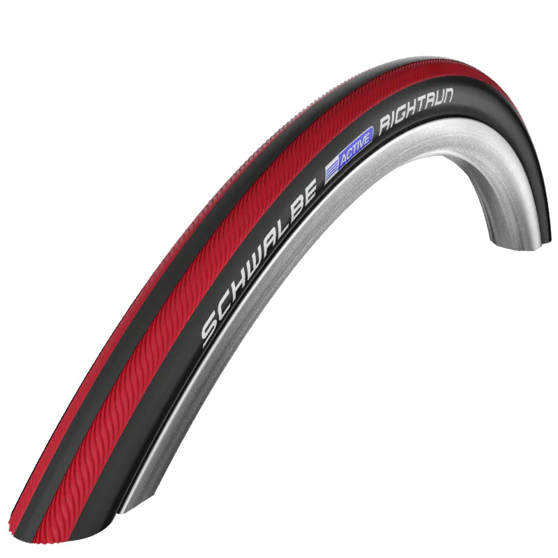 Half view of Schwalbe RightRun Clincher Tire in red